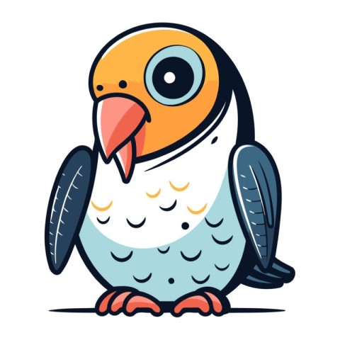 Cute parrot isolated on a white background. Vector illustration.