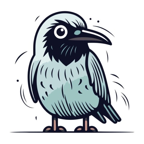 Cute cartoon crow. Vector illustration isolated on a white backg