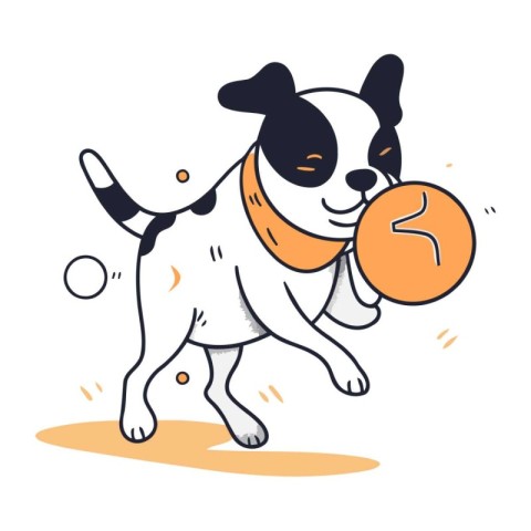 Cute dog with clock. Vector illustration in doodle style.