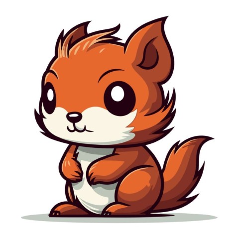 Cute cartoon squirrel isolated on a white background. Vector ill