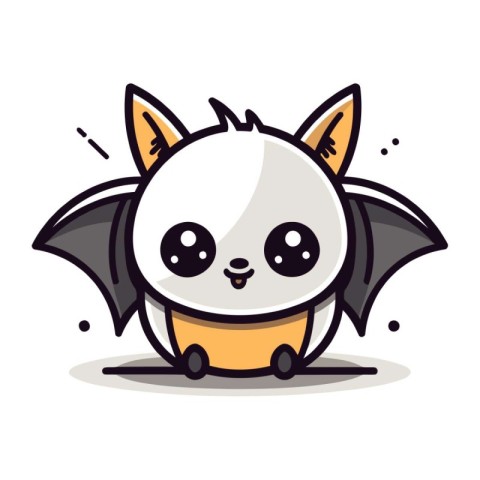 Cute bat cartoon character vector illustration. Cute little bat.