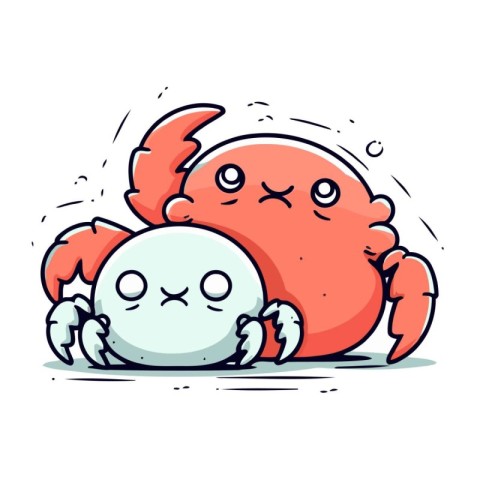 Crab character. Vector illustration. Cute cartoon crab character