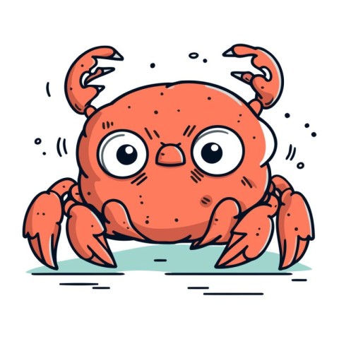 Cute cartoon crab character. Vector illustration of a sea animal