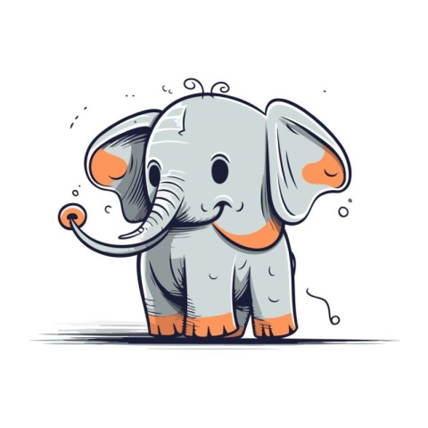 Cute cartoon elephant. Vector illustration isolated on a white b