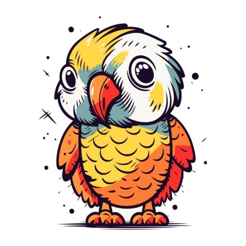 Cute cartoon parrot. Vector illustration isolated on white backg