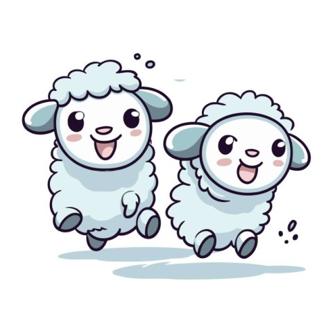 Cute cartoon sheep. Vector illustration. Isolated on white backg