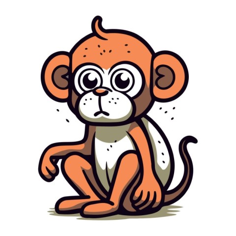 Cute cartoon monkey. Vector illustration isolated on a white bac