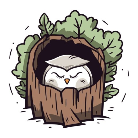 Owl in a nest. Vector illustration of a cartoon owl in a nest.