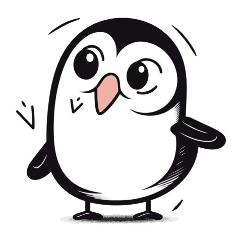 Cute cartoon penguin on a white background. Vector illustration.