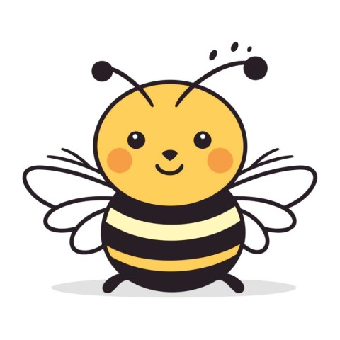 Cute cartoon bee. Vector illustration isolated on a white backgr