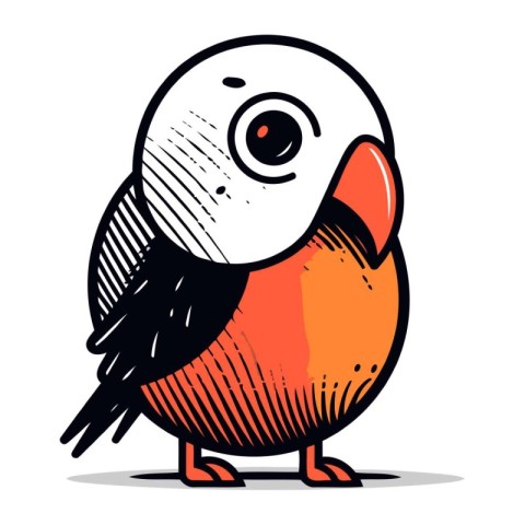 Vector illustration of a cute cartoon parrot on a white backgrou