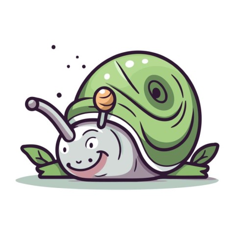 Snail. Vector illustration on white background. Cute cartoon sty