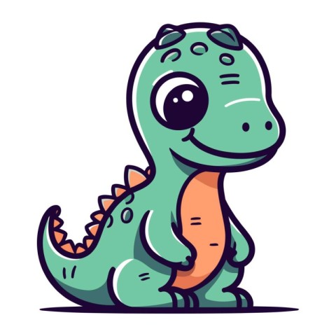 Cute cartoon dinosaur. Vector illustration isolated on a white b