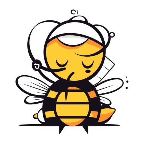 Cartoon cute bee. Vector illustration isolated on a white backgr