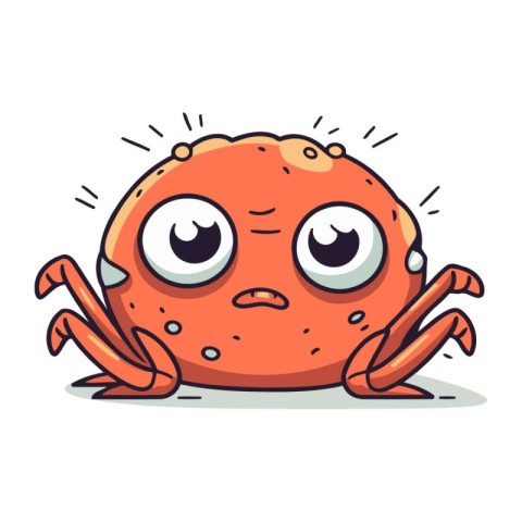 Crab cartoon character. Cute vector illustration of a red crab.