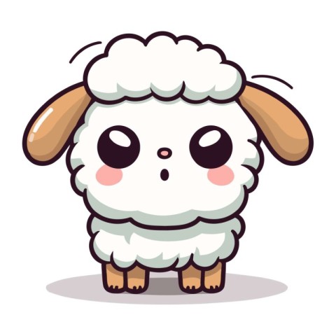 Sheep cute animal cartoon character vector illustration. Cute sh