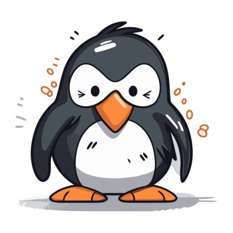 Cute cartoon penguin. Vector illustration. Cute penguin.