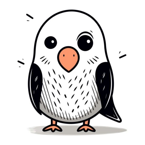 Cute penguin cartoon vector illustration in doodle style.