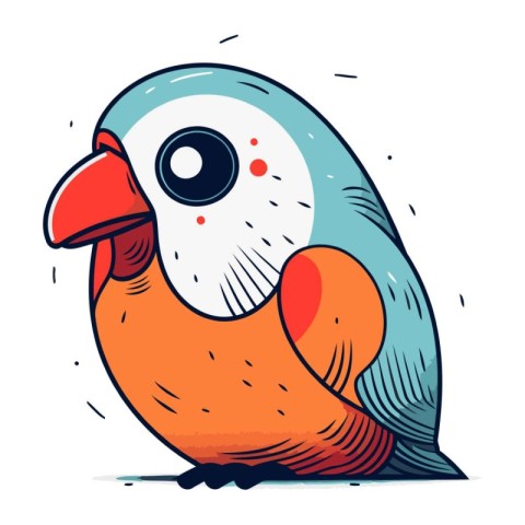 Cute parrot vector illustration. Hand drawn cartoon parrot.