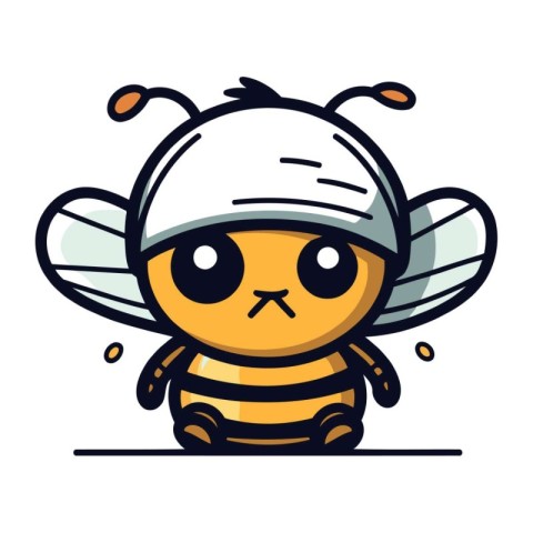 Cute cartoon bee. Vector illustration. Isolated on white backgro