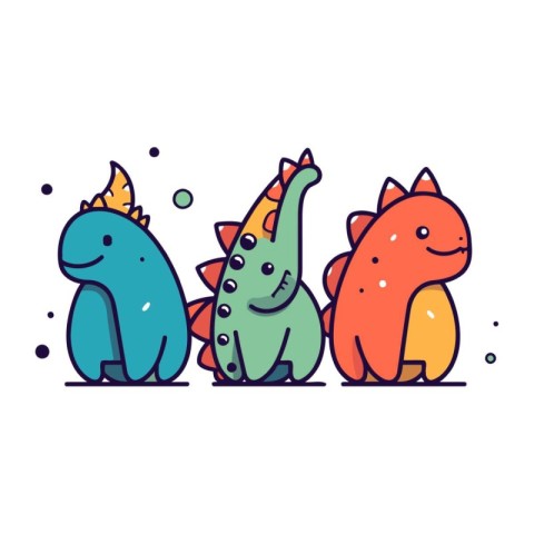 Cute dinosaurs in flat style. Vector illustration on a white bac