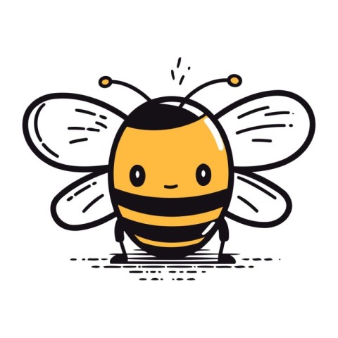 Cute cartoon bee. Vector illustration. Isolated on white backgro