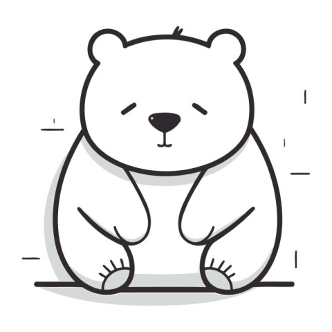 Cute polar bear sitting on the ground. Vector illustration in ou