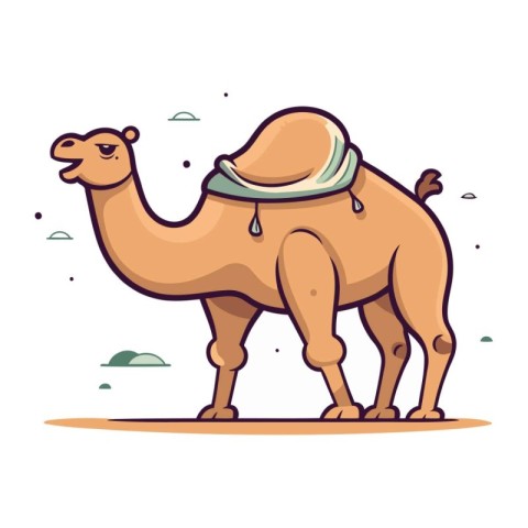 Camel with a bandage on his head. Vector illustration.