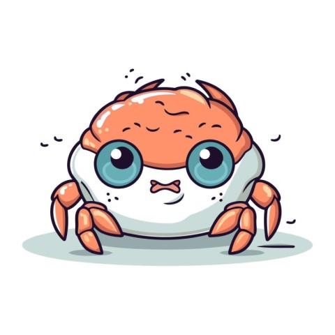 Cute cartoon crab isolated on white background. Vector illustrat