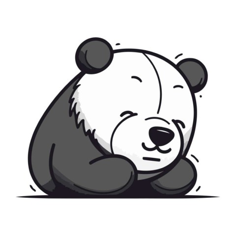 Illustration of a Cute Cartoon Panda on White Background   Vecto