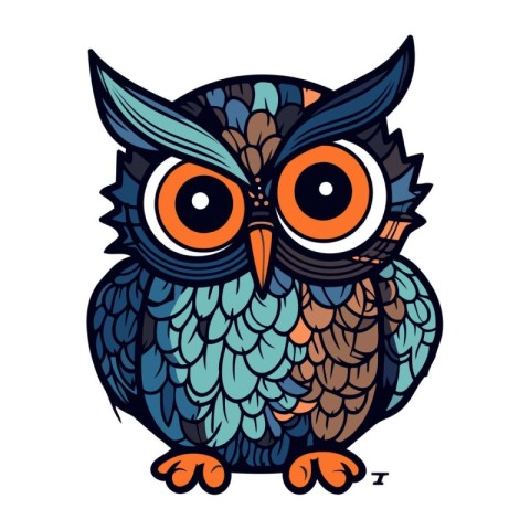 Owl. Hand drawn vector illustration. Isolated on white backgroun