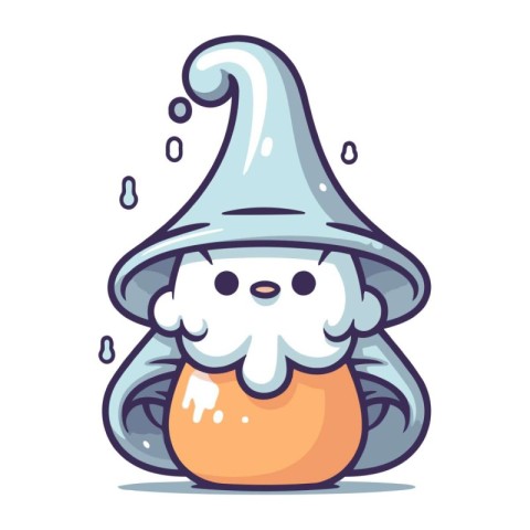 Cute magic gnome. Vector illustration. Isolated on white backgro