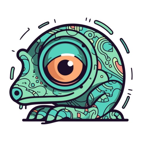 Cartoon monster. Vector illustration of a cute alien with eyes.