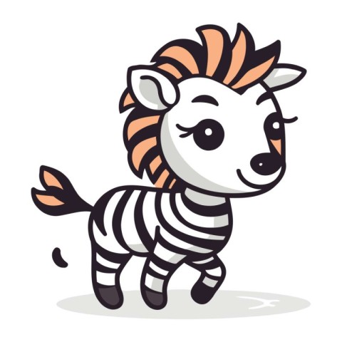 Zebra cartoon vector illustration. Cute cartoon zebra character.