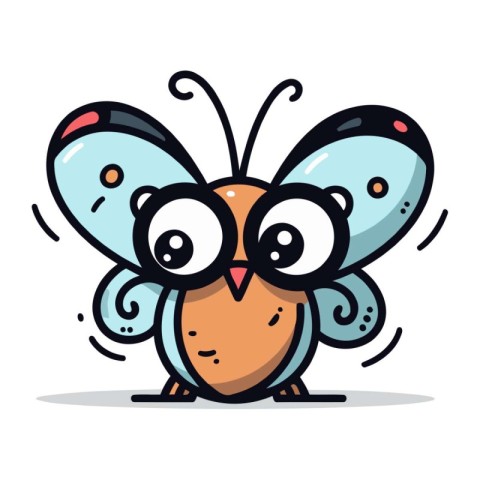 Cute cartoon butterfly. Vector illustration. Isolated on white b