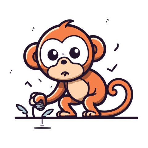 Monkey vector illustration. Cute cartoon character. Vector illus