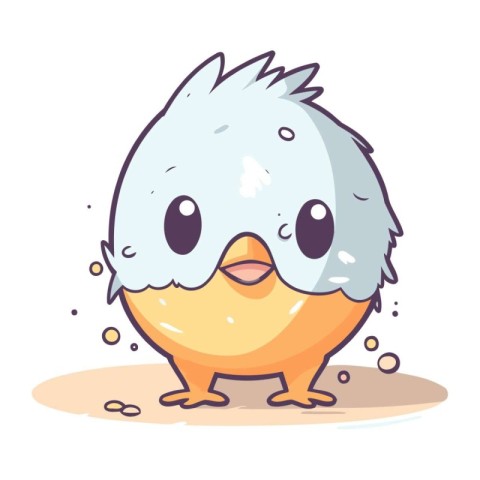 Cute little chicken cartoon character. Vector illustration on wh