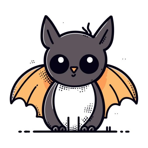 Cute cartoon bat. Vector illustration isolated on a white backgr