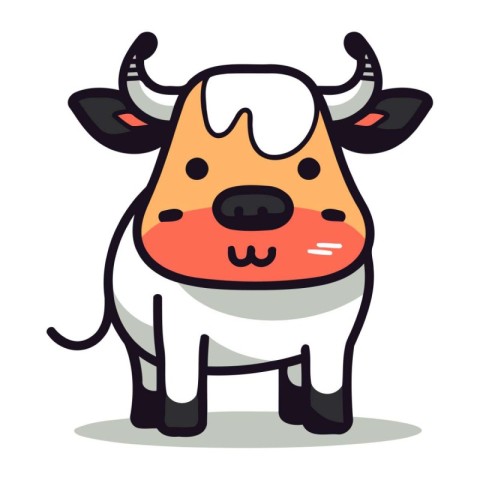 Cute cow cartoon character vector illustration. Cute farm animal