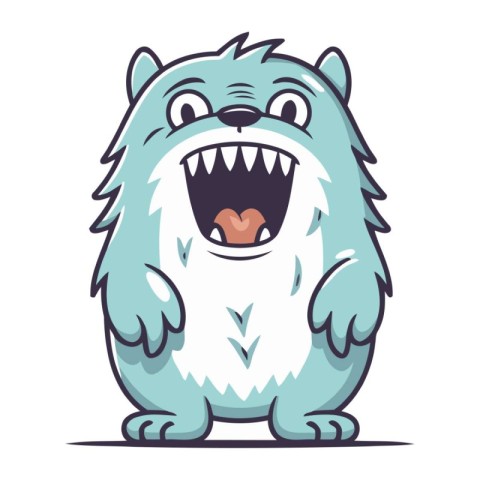 Cartoon angry bear. Vector illustration. Isolated on white backg