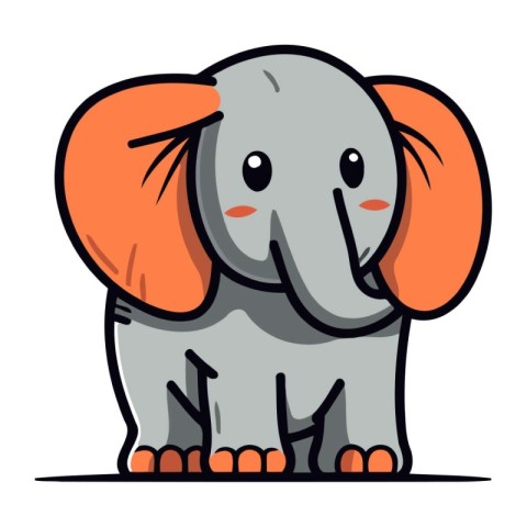 Cute cartoon elephant. Vector illustration isolated on a white b