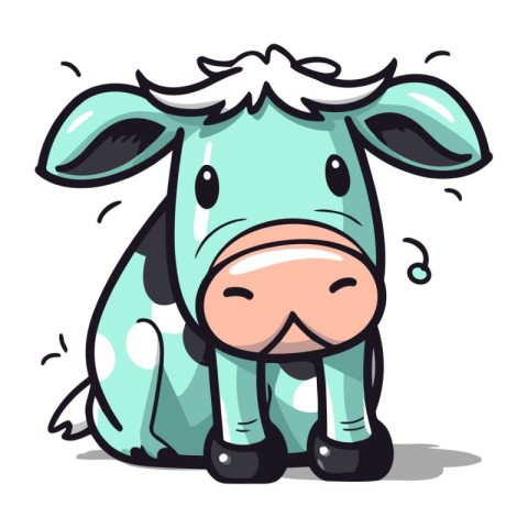 Cute cartoon cow. Vector illustration isolated on a white backgr