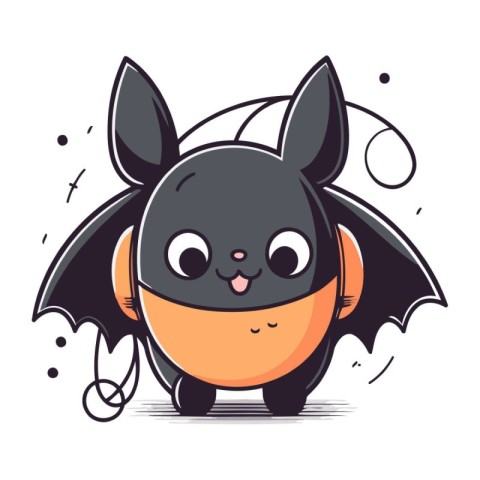 Cute cartoon bat. Vector illustration. Isolated on white backgro