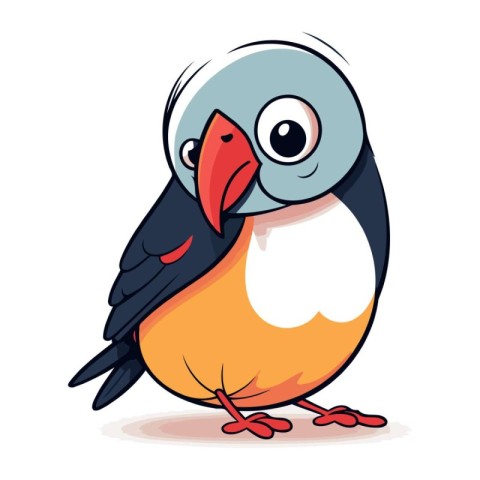 Vector illustration of a cute cartoon parrot isolated on white b