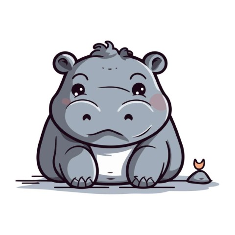 Cute hippopotamus. Vector illustration on a white background.