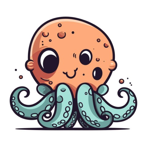 Cute cartoon octopus. Vector illustration isolated on white back