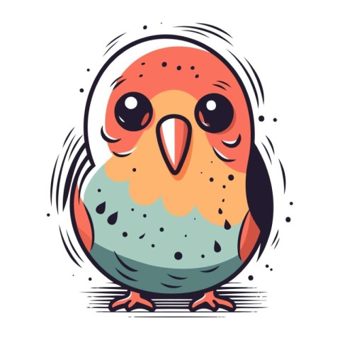 Cute cartoon parrot. Vector illustration. Isolated on white back