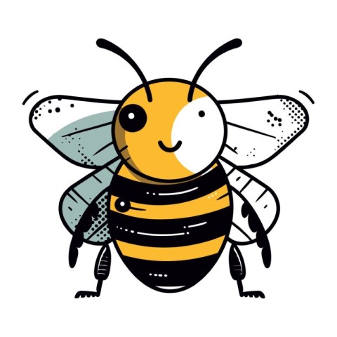 Cute cartoon bee. Vector illustration isolated on a white backgr