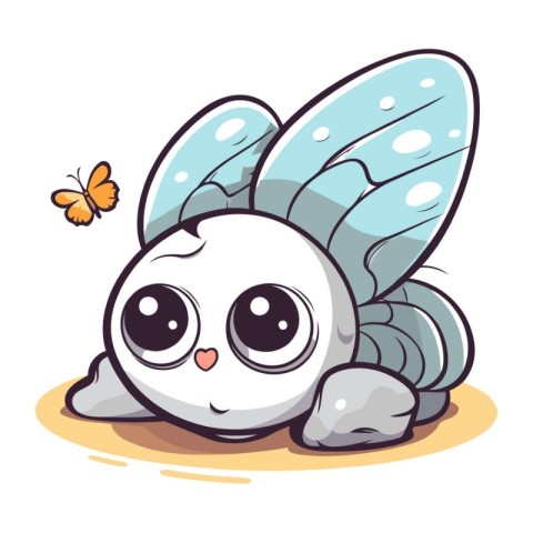 Cute cartoon butterfly isolated on a white background. Vector il