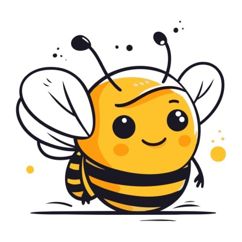 Cute cartoon bee. Vector illustration. Isolated on white backgro